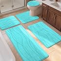 YIHOUSE Bathroom Rugs Set 5 Piece, Memory Foam Bath Mat Teal
