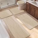 YIHOUSE Bathroom Rugs Set 5 Piece, Memory Foam Bath Mat Khaki