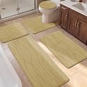 YIHOUSE Bathroom Rugs Set 5 Piece, Memory Foam Bath Mat Beige