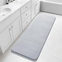 Yimobra Bathroom Runner 60"x24", Non Slip Memory Foam Bath Mat, Super Soft Water Absorbent Hallway Carpet, Machine Washable Rug for Vanity Tub Shower, Silver