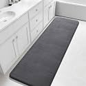 Yimobra Bathroom Runner Rugs 72"x24" Non Slip Washable Memory Foam Bath Mat, Super Soft Water Absorbent Hallway Carpet for Vanity Tub Shower, Dark Gray