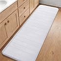 Yimobra Bathroom Runner Rugs 72"x24" Non Slip Washable Memory Foam Bath Mat, Super Soft Water Absorbent Hallway Carpet for Vanity Tub Shower, White