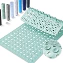 Yimobra Bathtub Mat Non Slip, 34.5"X15.5" Long Shower Mat for Inside Shower, Machine Washable Bath Mat with Drain Holes &amp; Strong Suction Cups, Soft on Feet, Bathroom Essentials, Light Green
