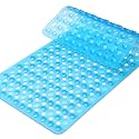 Yimobra Bathtub Mat Non Slip, 34.5"X15.5" Long Shower Mat for Inside Shower, Machine Washable Bath Mat with Drain Holes &amp; Strong Suction Cups, Soft on Feet, Bathroom Essentials, Clear Blue
