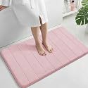 Yimobra Large Bath Mat 36"x24", Super Soft Quick Dry Memory Foam Bathroom Rug, Water Absorbent, Non Slip Backing Machine Washable for Tub Shower, Thick Comfort Support, Pink