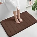 Yimobra Large Bath Mat 36"x24", Super Soft Quick Dry Memory Foam Bathroom Rug, Water Absorbent, Non Slip Backing Machine Washable for Tub Shower, Thick Comfort Support, Brown