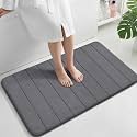Yimobra Large Bath Mat 36"x24", Super Soft Quick Dry Memory Foam Bathroom Rug, Water Absorbent, Non Slip Backing Machine Washable for Tub Shower, Thick Comfort Support, Dark Gray