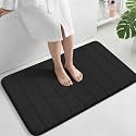 Yimobra Large Bath Mat 36"x24", Super Soft Quick Dry Memory Foam Bathroom Rug, Water Absorbent, Non Slip Backing Machine Washable for Tub Shower, Thick Comfort Support, Black