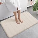 Yimobra Large Bath Mat 36"x24", Super Soft Quick Dry Memory Foam Bathroom Rug, Water Absorbent, Non Slip Backing Machine Washable for Tub Shower, Thick Comfort Support, Cream