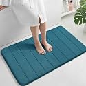 Yimobra Large Bath Mat 36"x24", Super Soft Quick Dry Memory Foam Bathroom Rug, Water Absorbent, Non Slip Backing Machine Washable for Tub Shower, Thick Comfort Support, Peacock Blue