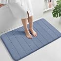 Yimobra Large Bath Mat 36"x24", Super Soft Quick Dry Memory Foam Bathroom Rug, Water Absorbent, Non Slip Backing Machine Washable for Tub Shower, Thick Comfort Support, Denim Blue