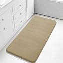 Yimobra Long Bath Mat 44"x24", Super Soft Quick Dry Memory Foam Bathroom Rug, Water Absorbent, Non Slip Backing Machine Washable for Tub Shower, Thick Comfort Support, Light Tan