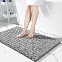 Yimobra Chenille Luxury Shaggy Rectangular Bath Mat,Super Absorbent Water,Non-Slip,Machine-Washable,Soft And Cozy,Thick Modern For Bathroom Bedroom(44.1 X 24 Inches,Gray)