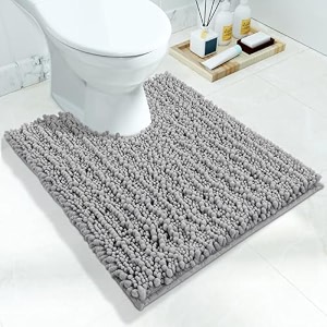 yimobra luxury shaggy toilet bath mat u-shaped contour rugs for bathroom 244 x 204 inches soft and comfortable maximum absorbent dry quickly non-slip machine-washable gray