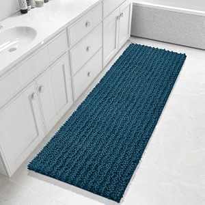 yimobra u-shaped toilet rug 24x20 soft absorbent chenille bathroom mat non-slip contour rug quick-dry machine washable rustic turquoise