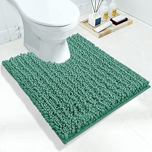 yimobra luxury shaggy toilet bath mat u-shaped contour rugs for bathroom soft and comfortable maximum absorbent dry quickly non-slip machine-washable 244 x 204 inches emerald