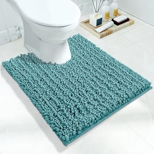 yimobra original luxury chenille bath mat 24 x 17 inches soft shaggy and comfortable large size super absorbent and thick non-slip machine washable perfect for bathroom emerald