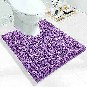 yimobra u-shaped toilet rug 24x20 soft absorbent chenille bathroom mat non-slip contour rug quick-dry machine washable lavender