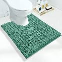 Yimobra Luxury Shaggy Toilet Bath Mat U-Shaped Contour Rugs for Bathroom, Soft and Comfortable, Maximum Absorbent, Dry Quickly, Non-Slip, Machine-Washable, 24.4 X 20.4 Inches, Emerald