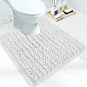 Yimobra U-Shaped Toilet Rug 24x20, Soft Absorbent Chenille Bathroom Mat, Non-Slip Contour Rug, Quick-Dry Machine Washable, White