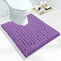 Yimobra U-Shaped Toilet Rug 24x20, Soft Absorbent Chenille Bathroom Mat, Non-Slip Contour Rug, Quick-Dry Machine Washable, Lavender