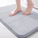 Yimobra Memory Foam Bath Mat, Super Soft Absorbent Bathroom Rug Non Slip, Quick Dry, Machine Washable Floor Carpet for Tub Shower, Home Decor Accessories, 24x17, Silver