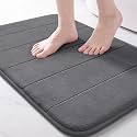 Yimobra Memory Foam Bath Mat, Super Soft Absorbent Bathroom Rug Non Slip, Quick Dry, Machine Washable Floor Carpet for Tub Shower, Home Decor Accessories, 24x17, Dark Gray