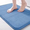 Yimobra Memory Foam Bath Mat, Super Soft Absorbent Bathroom Rug Non Slip, Quick Dry, Machine Washable Floor Carpet for Tub Shower, Home Decor Accessories, 24x17, Blue