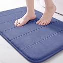 Yimobra Memory Foam Bath Mat, Super Soft Absorbent Bathroom Rug Non Slip, Quick Dry, Machine Washable Floor Carpet for Tub Shower, Home Decor Accessories, 24x17, Navy Blue