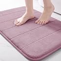 Yimobra Memory Foam Bath Mat, Super Soft Absorbent Bathroom Rug Non Slip, Quick Dry, Machine Washable Floor Carpet for Tub Shower, Home Decor Accessories, 24x17, Mauve