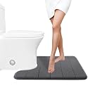 Yimobra Memory Foam Toilet Bath Mat U-Shaped, 24 X 20 Inches,Soft and Comfortable, Super Water Absorption, Non-Slip, Machine Wash and Easier to Dry for Bathroom Commode Contour Rug, Dark Gray