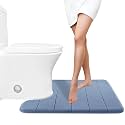 Yimobra Memory Foam Toilet Bath Mat U-Shaped, 24 X 20 Inches,Soft and Comfortable, Super Water Absorption, Non-Slip, Machine Wash and Easier to Dry for Bathroom Commode Contour Rug, Denim Blue