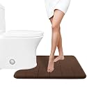 Yimobra Memory Foam Toilet Bath Mat U-Shaped, Soft and Comfortable, Super Water Absorbent, Non-Slip, Machine Wash and Easy to Dry for Bathroom Commode Contour Rug, 24 X 20 Inches, Brown