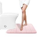 Yimobra Memory Foam Toilet Bath Mat U-Shaped, 24 X 20 Inches,Soft and Comfortable, Super Water Absorption, Non-Slip, Machine Wash and Easier to Dry for Bathroom Commode Contour Rug, Pink