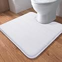 Yimobra Memory Foam Toilet Bath Mat U-Shaped, Soft and Comfortable, Super Water Absorption, Non-Slip, Thick, Machine Wash and Easier to Dry for Bathroom Commode Contour Rug, 24 X 24 Inches, White