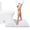 Yimobra Memory Foam Toilet Bath Mat U-Shaped, Soft and Comfortable, Super Water Absorption, Non-Slip, Thick, Machine Wash and Easier to Dry for Bathroom Commode Contour Rug, 24 X 20 Inches, White
