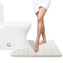 Yimobra Memory Foam Toilet Bath Mat U-Shaped, Commode Contour Rug, Soft and Comfortable, Super Water Absorbent, Non-Slip, Thick, Machine Wash Bathroom Commode Contour Rug, 24 X 20 Inches, Cream