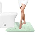 Yimobra Memory Foam Toilet Bath Mat U-Shaped, 24 X 20 Inches,Soft and Comfortable, Super Water Absorption, Non-Slip, Machine Wash and Easier to Dry for Bathroom Commode Contour Rug, Pale Green