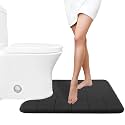 Yimobra Memory Foam Toilet Bath Mat U-Shaped, Soft and Comfortable, Super Water Absorption, Non-Slip, Thick, Machine Wash and Easier to Dry for Bathroom Commode Contour Rug, 24 X 20 Inches, Black