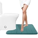 Yimobra Memory Foam Toilet Bath Mat U-Shaped, Soft and Comfortable, Water Absorption, Non-Slip, Thick, Machine Wash, Easier to Dry for Bathroom Commode Contour Rug, 24 X 20 Inch, Teal