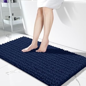 yimobra original luxury chenille rectangular bath mat551 x 24 inchessoft shaggy and comfortablelarge sizesuper absorbent and thicknon-slipmachine washableperfect for bathroomnavy blue