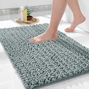 yimobra bath mats for bathroom 362 x 24 soft shaggy large size bath rug non-slip super absorbent and thick machine washable quick dry shower rug bath mat for bathroom floor greyish green