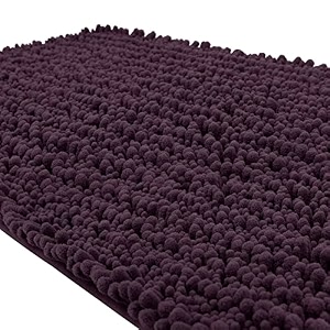 yimobra original luxury chenille bath mat 362 x 24 inches soft shaggy and comfortable large size super absorbent and thick non-slip machine washable perfect for bathroom potent purple