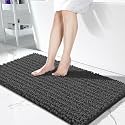 Yimobra Bathroom Runner Rug 55x24 Inch - Extra Long Non Slip Chenille Bath Mat, Soft &amp; Absorbent, Machine Washable Shaggy Hallway Carpet for Vanity Tub Shower, Dark Gray Home Decor Accessories