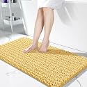 Yimobra Bathroom Runner Rug 55x24 Inch - Extra Long Non Slip Chenille Bath Mat, Soft &amp; Absorbent, Machine Washable Shaggy Hallway Carpet for Vanity Tub Shower, Yellow Home Decor Accessories