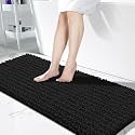 Yimobra Bathroom Runner Rug 60x24 Inch - Extra Long Non Slip Chenille Bath Mat, Soft &amp; Absorbent, Machine Washable Shaggy Hallway Carpet for Vanity Tub Shower, Black Home Decor Accessories