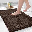 Yimobra Large Bathroom Rugs Non Slip Washable 36x24 Inch - Ultra Soft Absorbent Chenille Bath Mat, Quick Dry Shaggy Floor Carpet for Tub Shower, Brown Home Decor Accessories