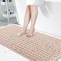 Yimobra Bathroom Runner Rug 55x24 Inch - Extra Long Non Slip Chenille Bath Mat, Soft &amp; Absorbent, Machine Washable Shaggy Hallway Carpet for Vanity Tub Shower, Pinkish Beige Home Decor Accessories