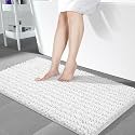 Yimobra Bathroom Runner Rug 55x24 Inch - Extra Long Non Slip Polyester Bath Mat, Soft &amp; Absorbent, Machine Washable Shaggy Hallway Carpet for Vanity Tub Shower, White Home Decor Accessories.