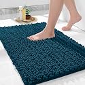 Yimobra Large Bathroom Rugs Non Slip Washable 36x24 Inch - Ultra Soft Absorbent Chenille Bath Mat, Quick Dry Shaggy Floor Carpet for Tub Shower, Peacock Blue Home Decor Accessories